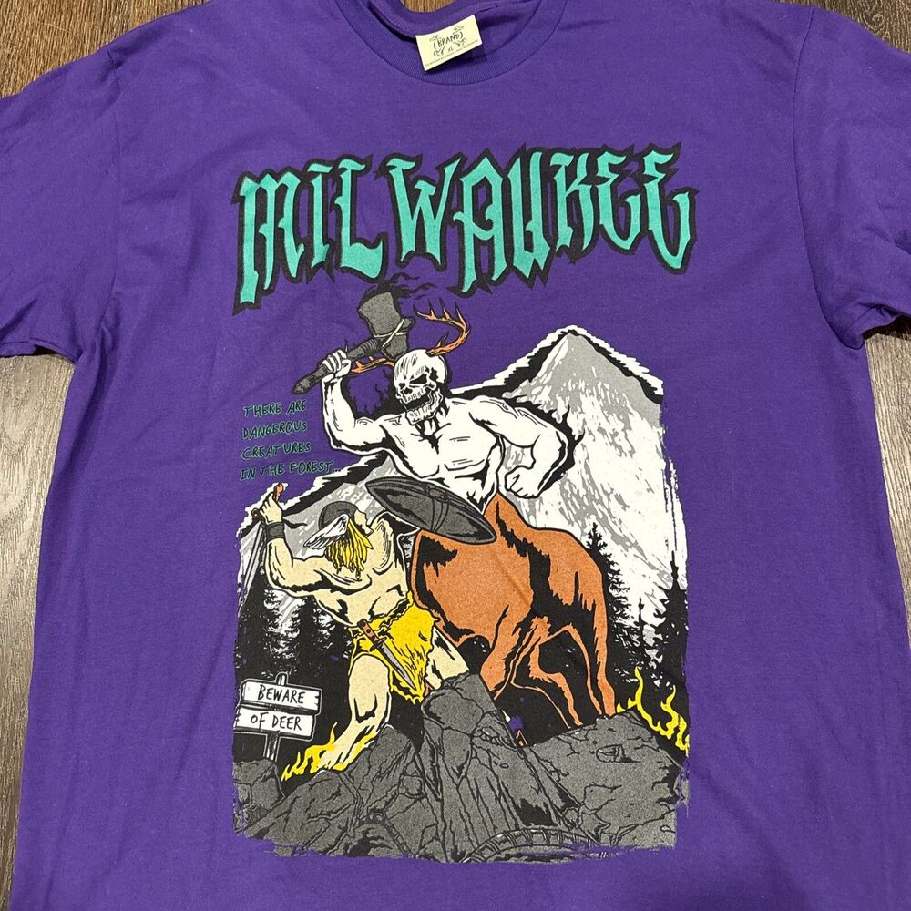 NWT Brand X Milwaukee Basketball T-Shirt; Skeleton Purple; Men’s Sz XL; Bucks